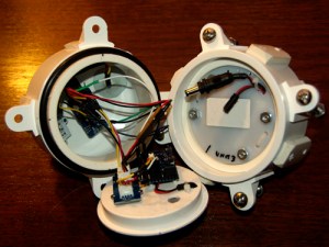 The LED is an Octopus Brick because they had a good buckled connector, and the RTC is a cheap DS3231 module from eBay because I wanted the AT24C32 it had on board.