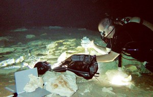 Here I am adjusting the ballast on one of the flow meters before deploying it. 