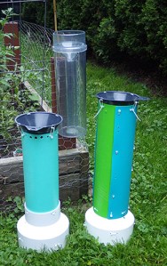 One unit has a riser tube made from ikea cutting mats so that it will "flat pack" nicely in the suitcase. 